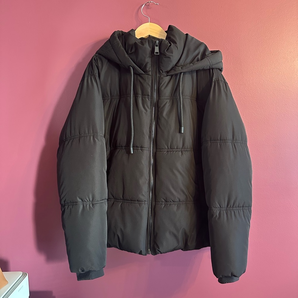 Zara Black Hoodie Puffer Coat